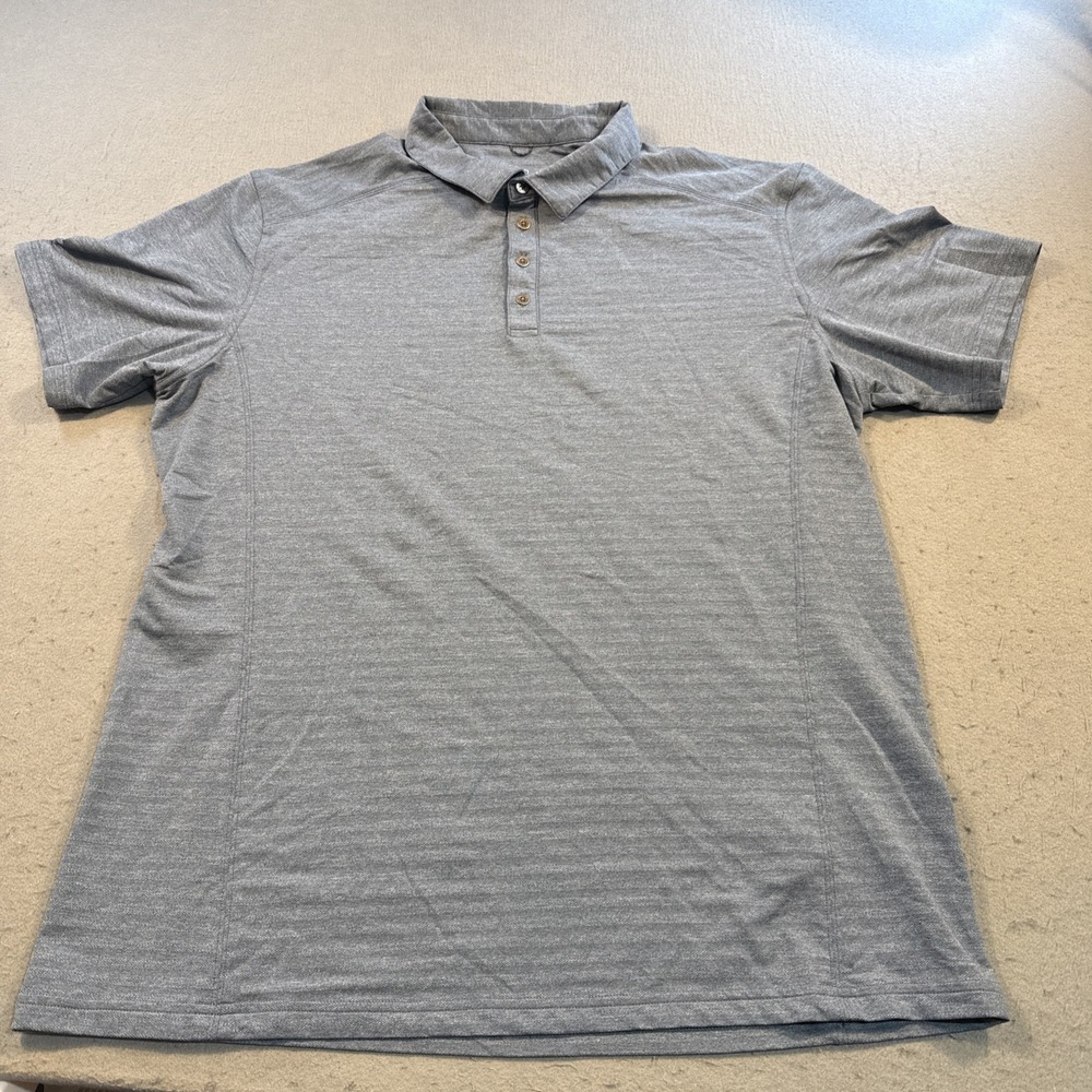 KÜHL Men's XL Polo Shirt Light Gray BLUE Striped Performance Short Sleeve Kuhl - Picture 2 of 7